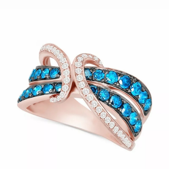 🌸 Closeout! Rose gold Lab created Sapphire ring. Costume Jewelry - Picture 8 of 8